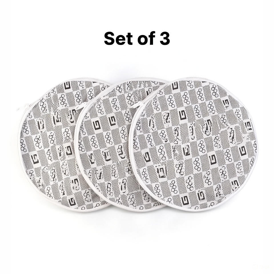 Insulated Roti Cover, Chapati warmer with zipper, Set of 3 and 4