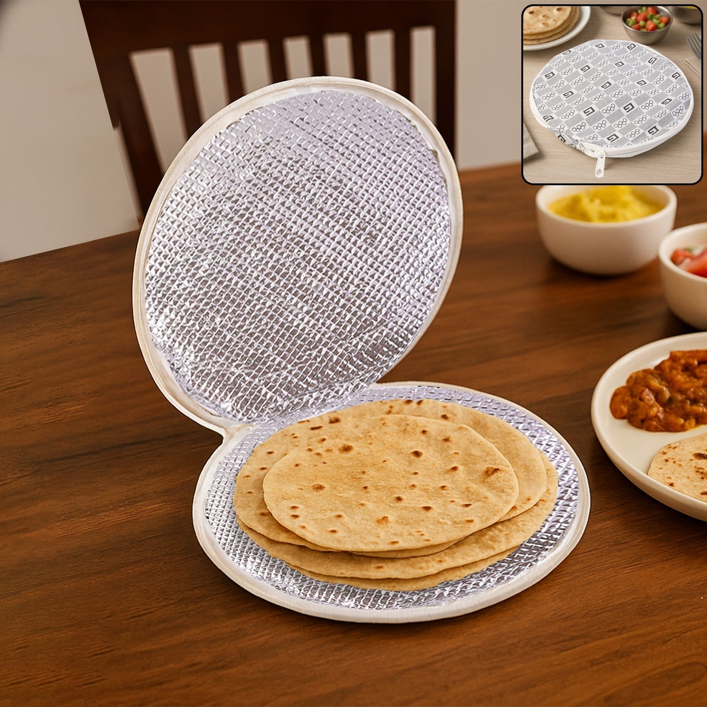 Insulated Roti Cover, Chapati warmer with zipper, Set of 3 and 4