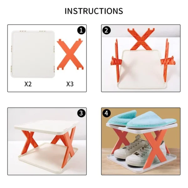 6 Layer Shoe Rack Design Plastic Foldable Shoe Cabinet Storage - Image 4