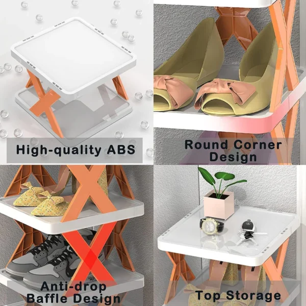 6 Layer Shoe Rack Design Plastic Foldable Shoe Cabinet Storage - Image 6