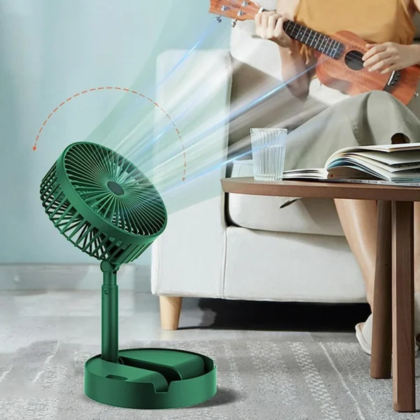 Telescopic Electric Desktop Fan, Height Adjustable, Foldable & Portable for Travel/Carry | Silent Table Top Personal Fan for Bedside, Office Table (Battery Not Include / Button Not included))