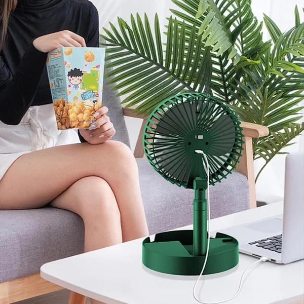 Telescopic Electric Desktop Fan, Height Adjustable, Foldable & Portable for Travel/Carry | Silent Table Top Personal Fan for Bedside, Office Table (Battery Not Include / Button Not included))