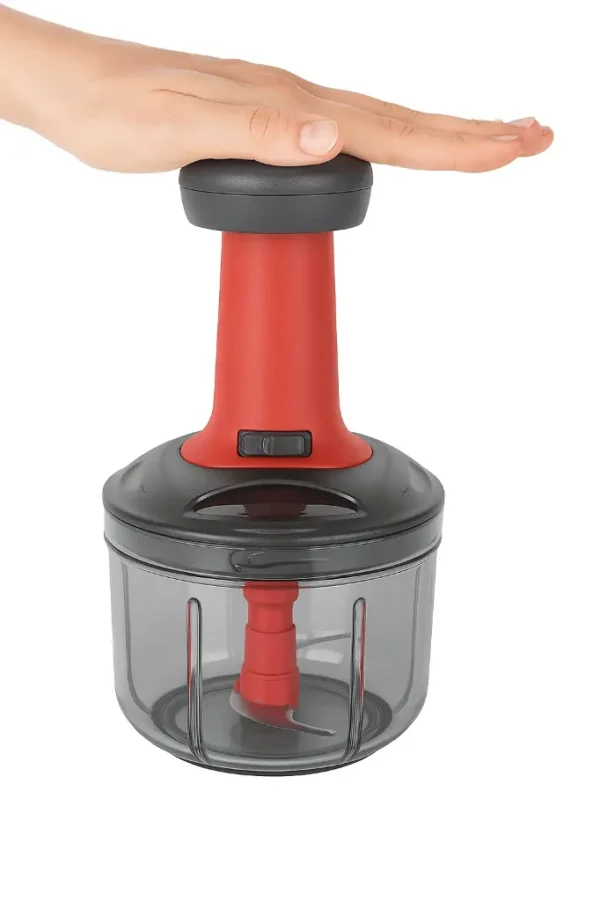 Hand Press Chopper with 3 Blades for Easy Vegetable & Fruit Chopping - Image 2