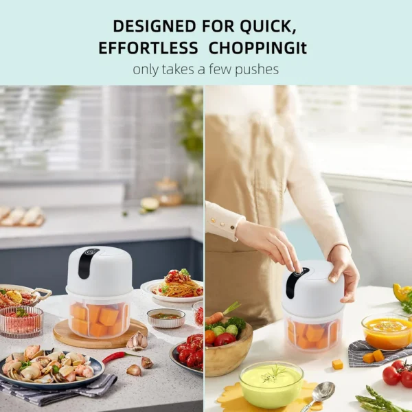 Wireless Rechargeable Mini Electric Garlic Chopper 3 Blades (250Ml) - Image 5