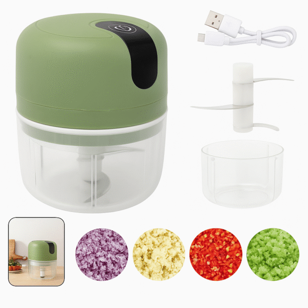 Wireless Rechargeable Mini Electric Garlic Chopper 3 Blades (250Ml) - Image 2