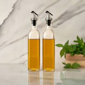 Deep Glass 500 ml Oil Dispenser (2 pcs Oil Bottle)